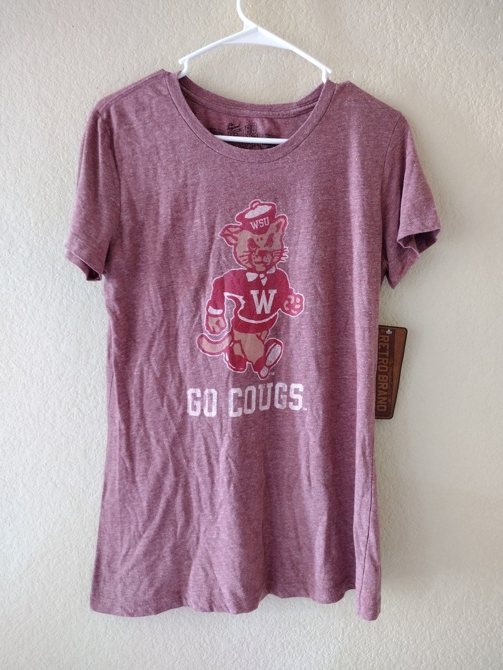 Women's WSU Women's Maroon 'Go Cougs' Mascot T-Shirt Size L